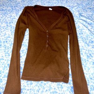 Henley Long Sleeve Ribbed top